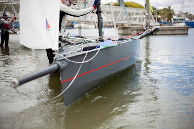 Stealth v1 bow section at launch © Andrew Gough